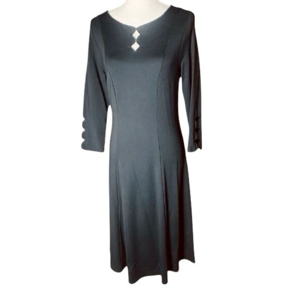 Soft Surroundings Womens Black Poseidon Scalloped Elysia Shift Dress Size Small - Picture 1 of 5